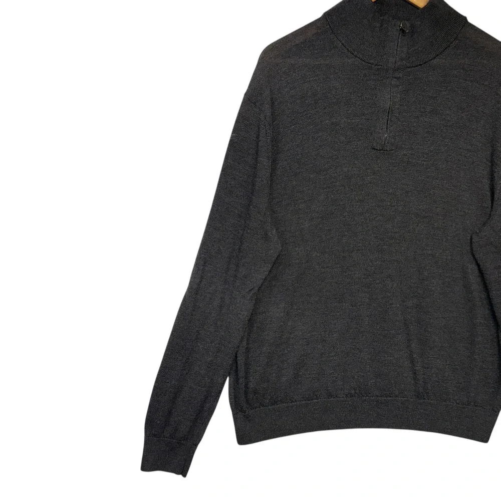 Banana‎ Republic Men's Charcoal Gray 100% Merino Wool 1/4 Zip Sweater XL